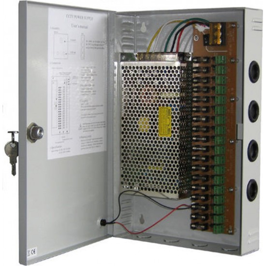 PS1209-15A-18 ΤΡΟΦΟΔΟΤΙΚΟ 15A ΣΕ ΜΕΤΑΛΛΙΚΟ ΚΟΥΤΙ ΓΙΑ 18 ΚΑΜΕΡΕΣ