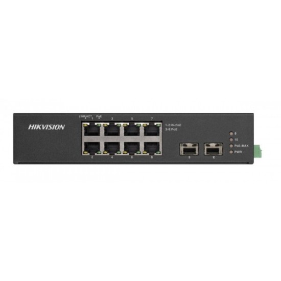 DS-3T0510HP-E/HS SWITCH POE ΡΑΓΑΣ 8 ΥΠΟΔΟΧΩΝ (2Χ ΗΙ POE)